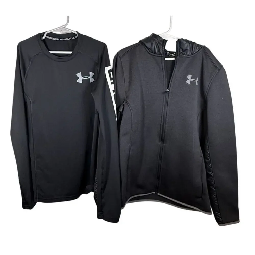 Under ArmourJacket/Shirt Lot Boys Medium Black Long Sleeve - Picture 1 of 6